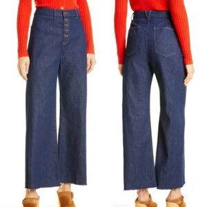 VERONICA BEARD Jeans Grant Wide Leg High-Rise Cropped Blue Size 24